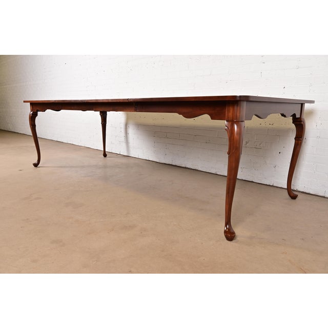 Harden Furniture Harden Furniture Queen Anne Solid Cherry Wood Parquet Top Extension Dining Table, Newly Refinished For Sale - Image 4 of 16