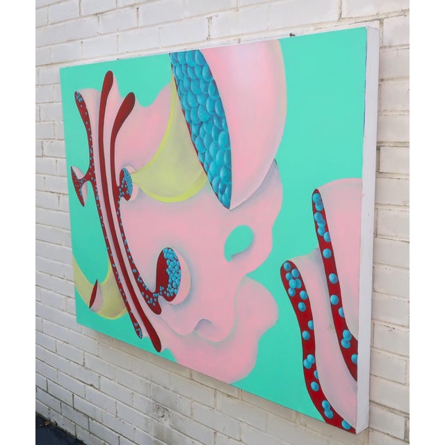 Pink Large Postmodern Abstract Acrylic Painting Attributed to Sondra McLinn For Sale - Image 8 of 10