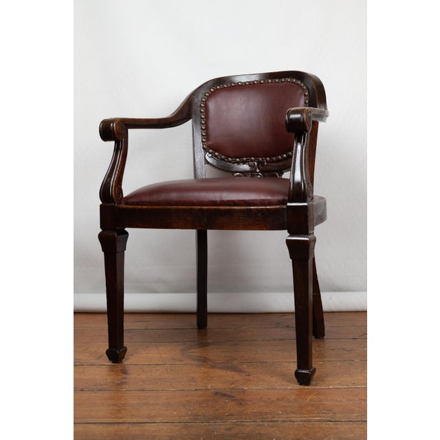Wood Antique Desk Chair in Oak, 1920s For Sale - Image 7 of 12