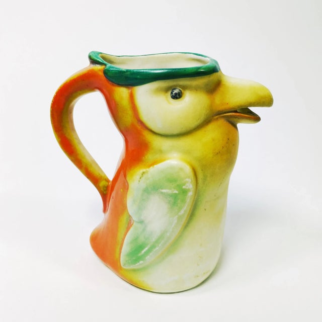 Ceramic Vintage 1930's Art Deco Parrot Creamer Made in Czechoslovakia For Sale - Image 7 of 7