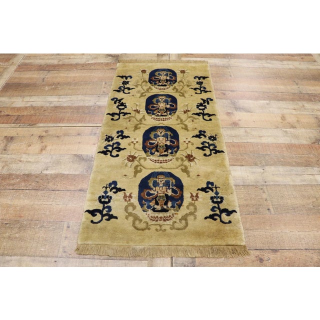 Textile Antique Chinese Art Deco Pictorial Rug - 02'04 X 04'08 For Sale - Image 7 of 9