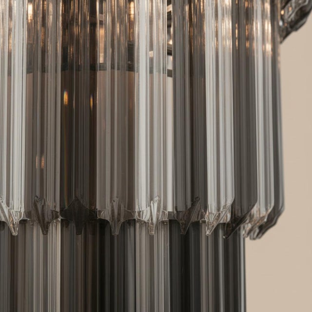 Mid-Century Modern Murano Glass Chandelier | 111 Dark Quadriedri Prism (3 Gray Shades) For Sale - Image 3 of 5