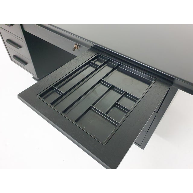Large Black Wooden Executive Desk, 1960s For Sale - Image 17 of 18