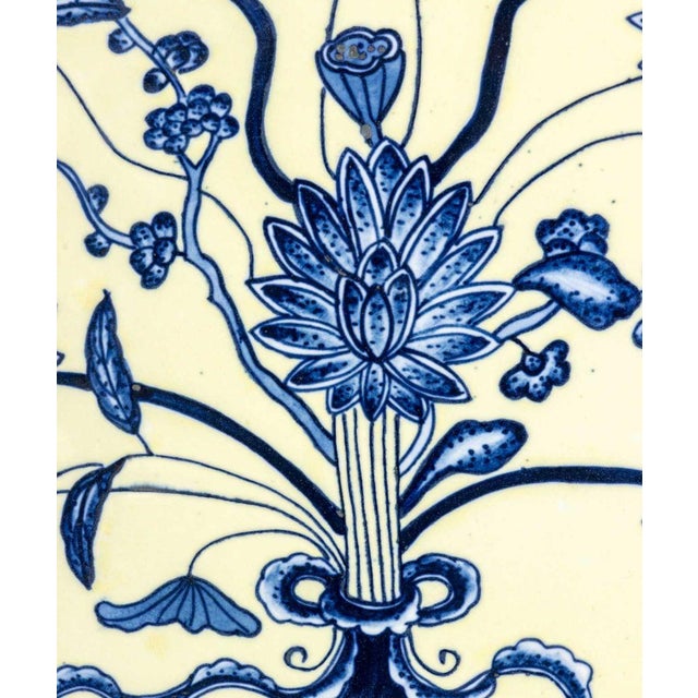 Ceramic Chinese Blue & White Lotus Motif Porcelain Charger For Sale - Image 7 of 9