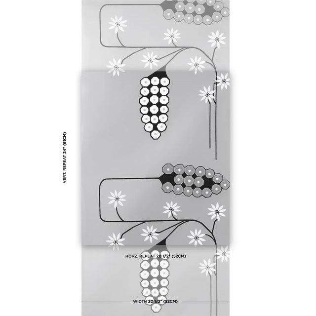 Contemporary Sample - Schumacher x Neisha Crosland Hollywood Grape Wallpaper in Aluminum For Sale - Image 3 of 5