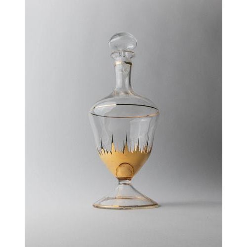 Vintage Murano Glass Carafe with Gilded Details and Stopper, 1960s For Sale - Image 9 of 11