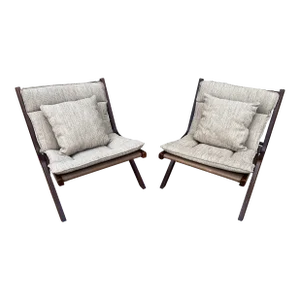 1970s A Vintage Pair of Scandinavian Modern “Uno” Folding Lounge Chairs Attributed to Per Leiv Øie for Ekornes