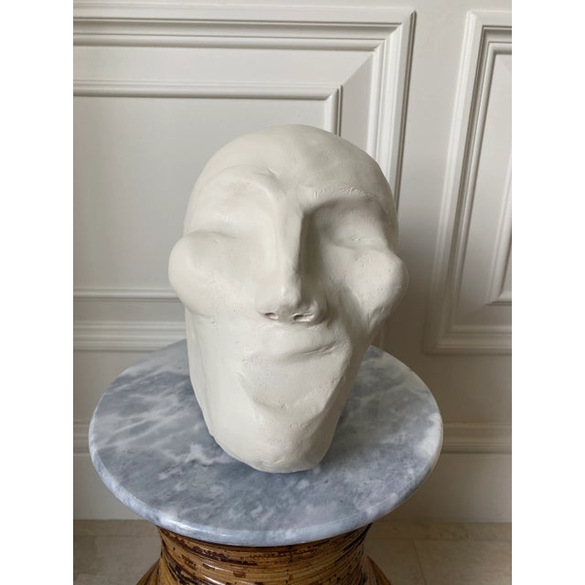 1970’s Vintage Signed Plaster Biomorphic Surreal Face Sculpture For Sale - Image 4 of 9