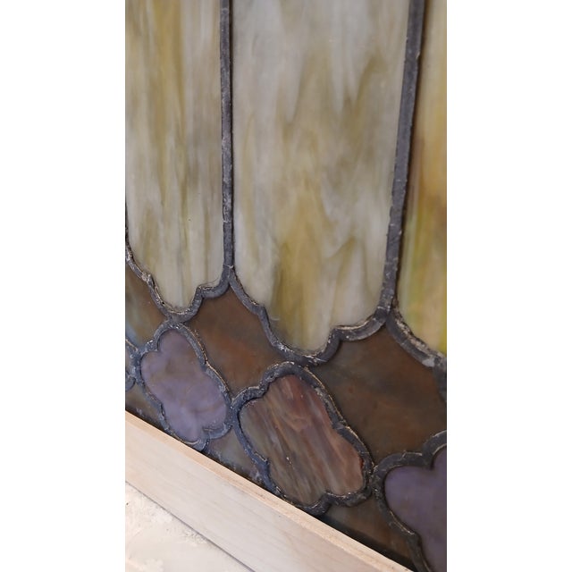 Green Antique Willet Studio Slag Glass Window Panel in Hand-Crafted Maple Frame – Piece 1 of 2 For Sale - Image 8 of 12