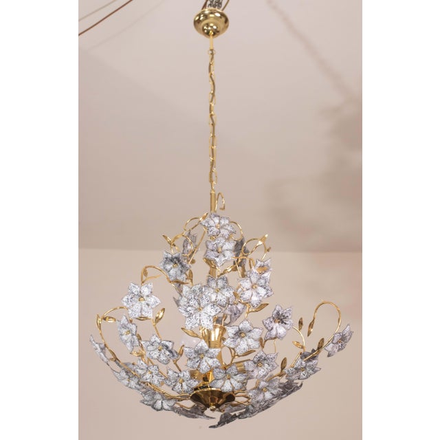 Murano Chandelier Full of Black Flowers, 1970s For Sale - Image 4 of 12