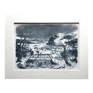 1939 Print in 11x14 Mat, Ready to Frame: Doris Lee, "Winter in the Catskills" For Sale