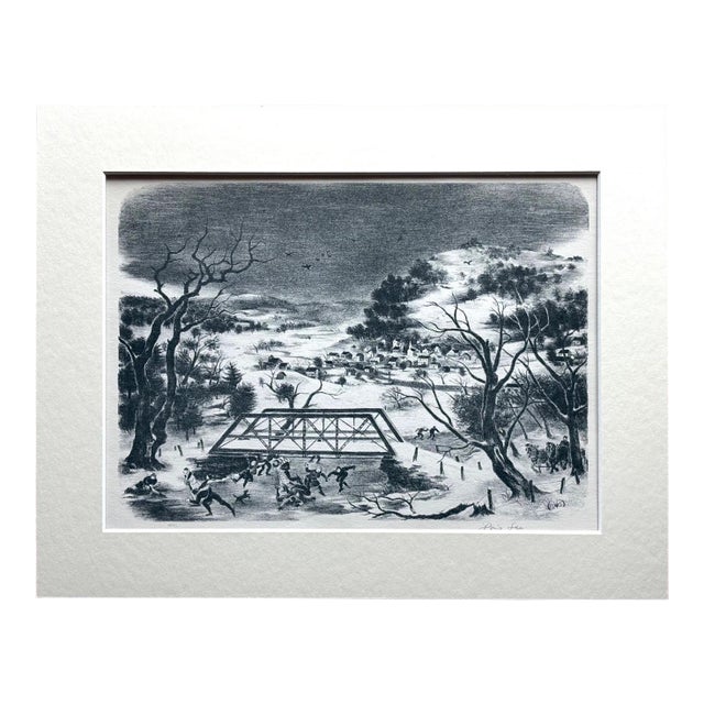 1939 Print in 11x14 Mat, Ready to Frame: Doris Lee, "Winter in the Catskills" For Sale