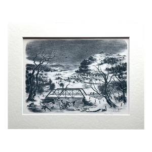 1939 Print in 11x14 Mat, Ready to Frame: Doris Lee, "Winter in the Catskills"