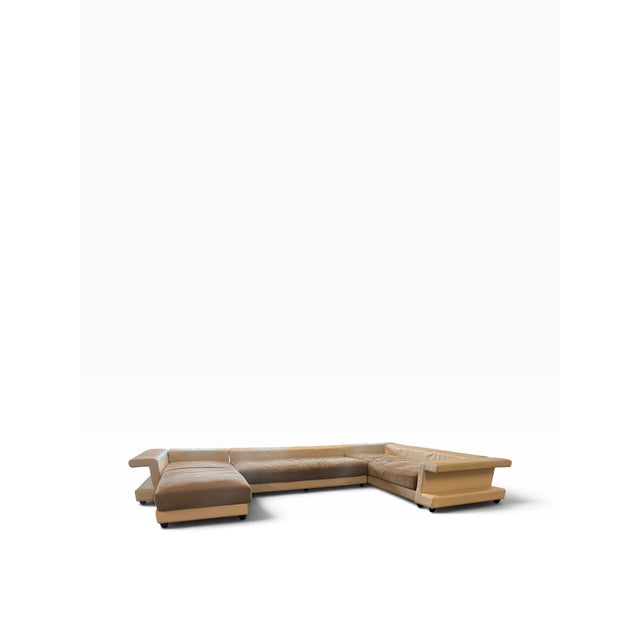 Roche Bobois Monumental White Leather & Suede U-Shaped Sectional Sofa For Sale In Boston - Image 6 of 17