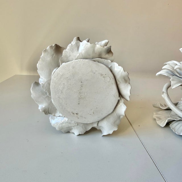 Late 20th Century Italian Porcelain Lotus Flowers: A Pair For Sale - Image 9 of 9