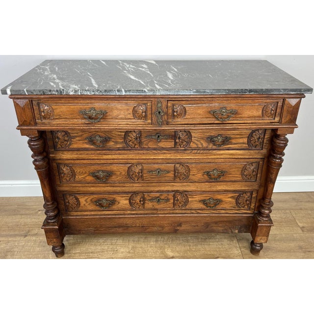 Gold French Style Chest of Drawers with Marble Top For Sale - Image 8 of 18