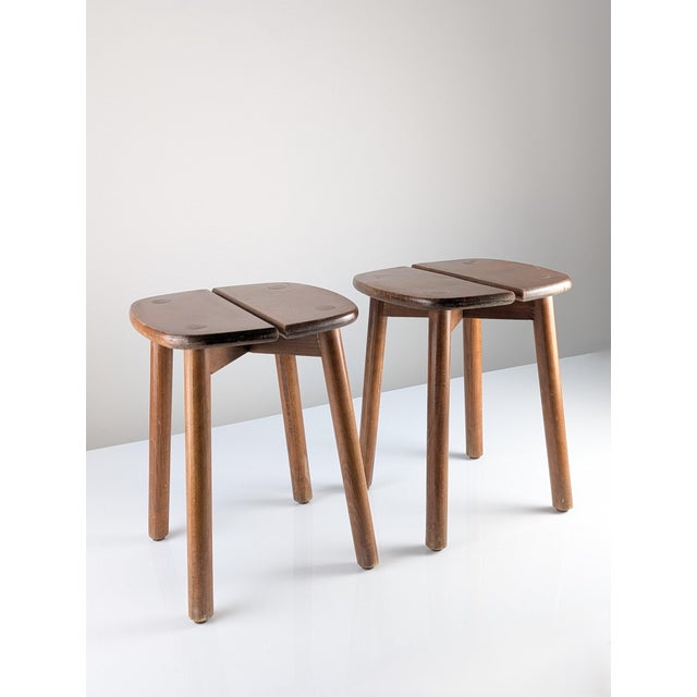 Wooden Stools by Pierre Gautier Delaye, France, 1960s, Set of 2 For Sale - Image 9 of 18
