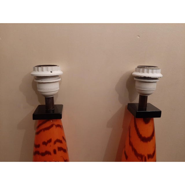 Large Murano Table Lamps with Tiger Pattern Glass by Gino Cenedese, Set of 2 For Sale - Image 6 of 12