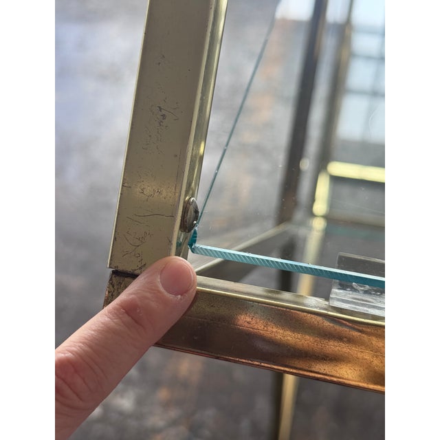 Vintage Milo Baughman Style Diamond Brass and Glass Etagere, Attributed For Sale - Image 14 of 18