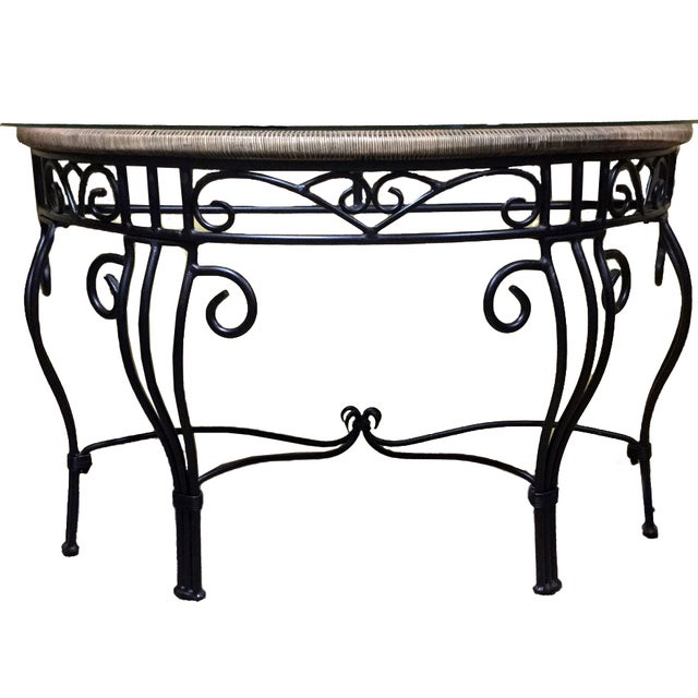 Contemporary Iron and Glass Console Table For Sale
