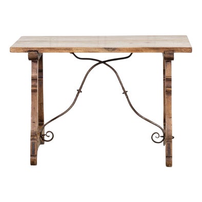 Spanish Walnut and Iron Trestle Table, 1870s For Sale