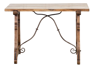 Spanish Walnut and Iron Trestle Table, 1870s