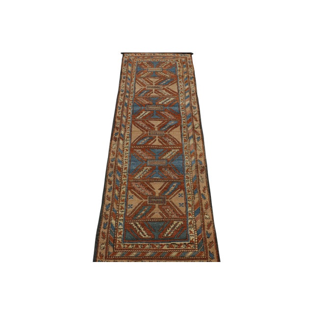 Tribal Rug & Kilim’s Tribal Style Runner Rug in Beige, Red and Blue Geometric Patterns For Sale - Image 3 of 7