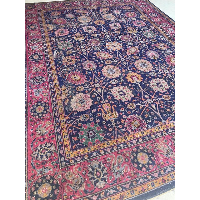 Vintage Turkish Tabriz Design Magenta Rug 9.3 x 12.2 For Sale - Image 14 of 14