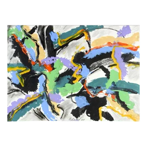 Bold Abstract Expressionist Jerry Adams Painting on Paper