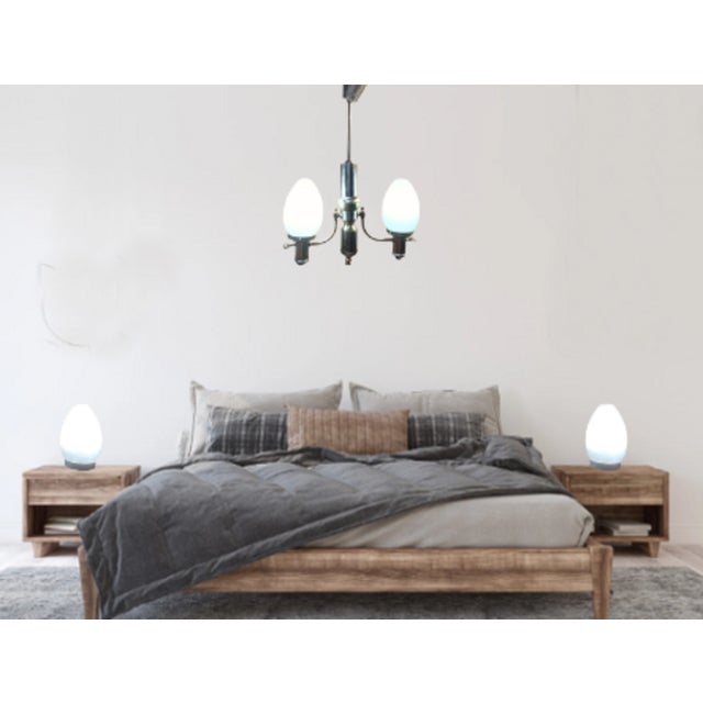 Metal Set of 2 Egg Table Lamps Blown Glass, Vianne Vintage Design Glassware, Bedside Lamp, Minimalist 90s For Sale - Image 7 of 7