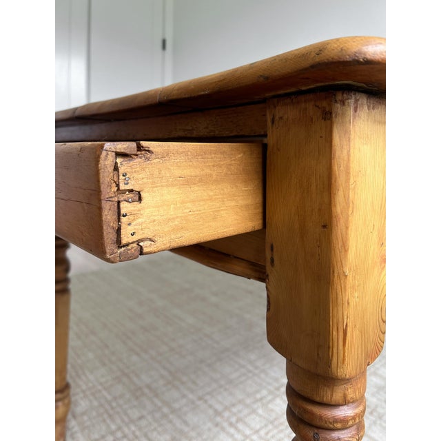 Antique English Pine Kitchen Table With Drawer For Sale In Portland, OR - Image 6 of 6