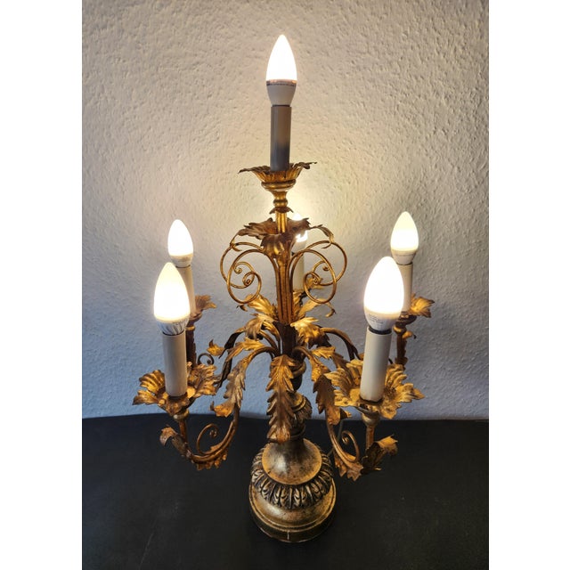 Vintage Hollywood Regency Louis XV 6-Light Florentine Floor Lamp, Italy, 1920s, Set of 2 For Sale - Image 11 of 18