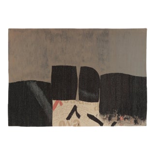 Vintage Slovenian Abstract Tapestry in Black and Brown Tones - Rug & Kilim For Sale