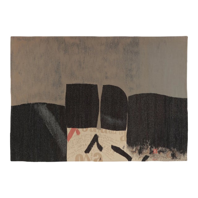 Vintage Slovenian Abstract Tapestry in Black and Brown Tones - Rug & Kilim For Sale