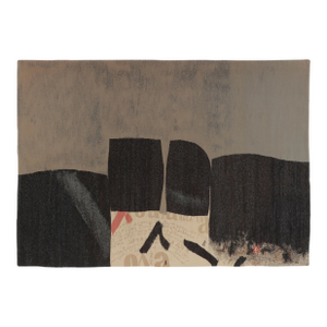 Vintage Slovenian Abstract Tapestry in Black and Brown Tones - Rug & Kilim