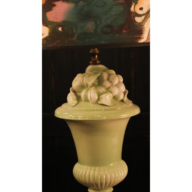 Table Lamp with Green Fruits from Manises, 1950s For Sale - Image 3 of 5