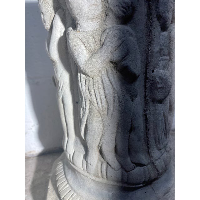 Late 19th C English Concrete Plant Stand With Classic Decorative Figures For Sale In Mobile - Image 6 of 8