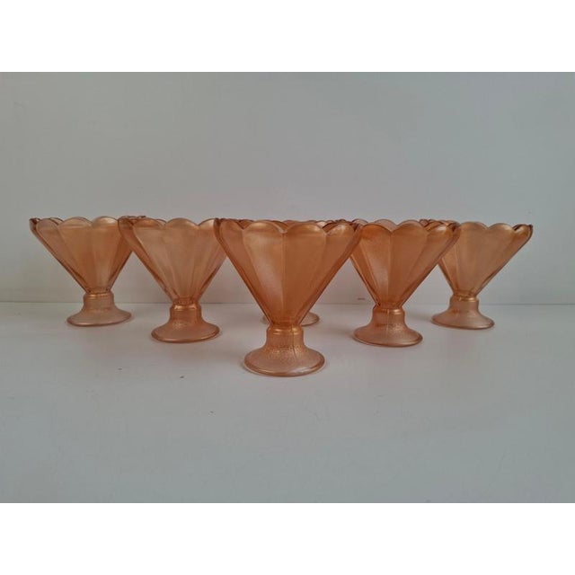 rt Deco Pink Rosaline Glass Dessert Bowls, Former Czechoslovakia, 1930s, Set of 6 For Sale - Image 15 of 18