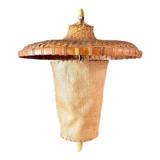 Mid 20th Century Organic Woven Wicker and Bamboo Wall Sconce For Sale