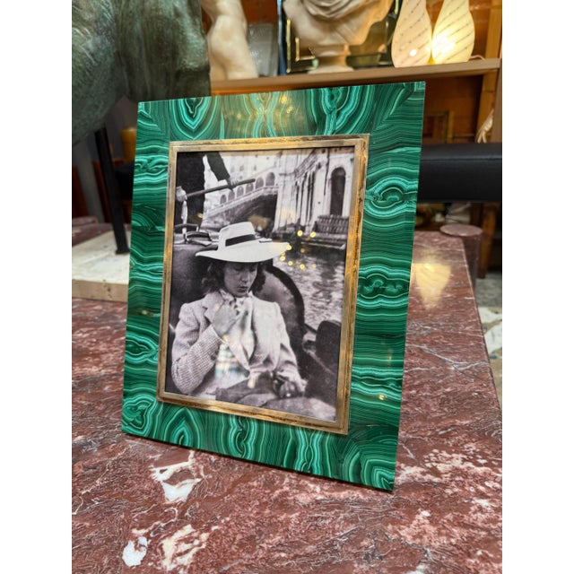 1970s Italian Malachite and Brass Picture Frame, 1970s For Sale - Image 5 of 7