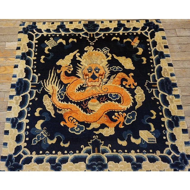 19th Century Chinese Ningxia Rug ( 3' x 3'2" - 92 x 97 ) Chinese - Ningxia The western Chinese province of Ningshia has a...