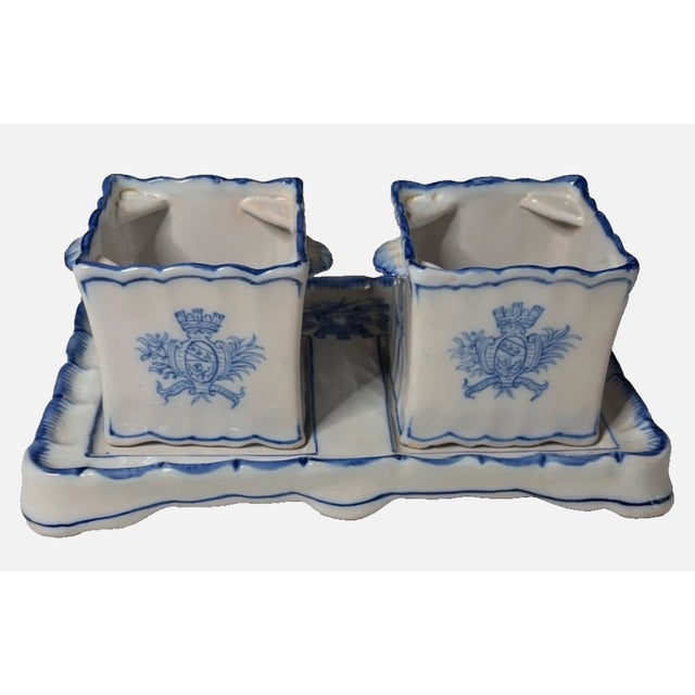 Emile Galle Antique, Emile Galle, Bouquetieres, Porcelian Ink Well & Tray Late 18th Century For Sale - Image 4 of 6