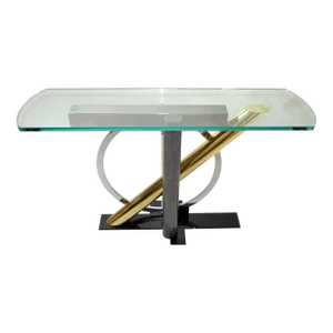 Kaizo Oto Design Institute of America Console Glass Table Brass, Steel, Chrome
