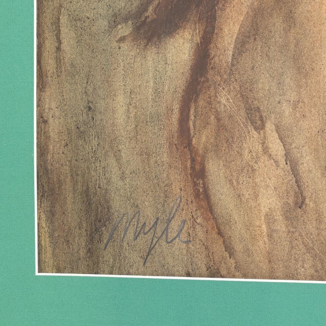 Impressionist Mid 20th Century France Impressionist Teal Wood Painting For Sale - Image 3 of 15