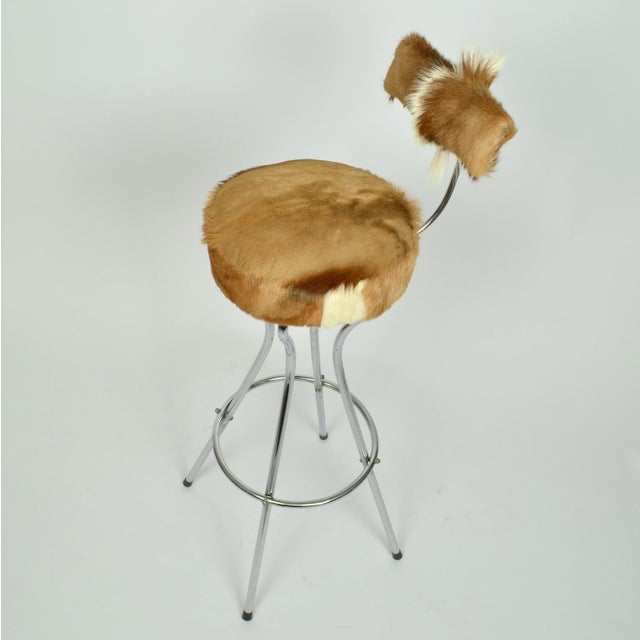 Swivel Barstools in Chrome and Goatskin, 1960s, Set of 3 For Sale - Image 14 of 18