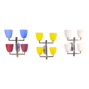 Fontana Arte, Set of Three Sconces, With Murano Glasses, by Gio Ponti, Italy