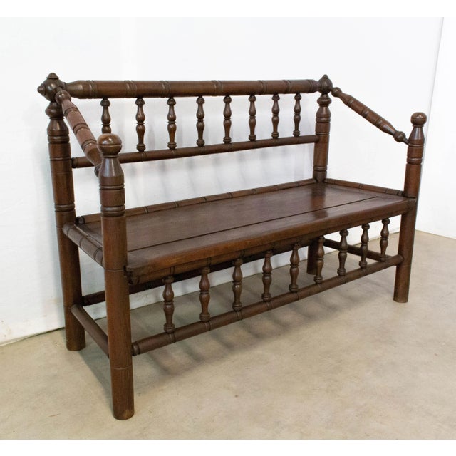 Antique French Provincial Baluster Bench in Turner's Chairs Style For Sale - Image 3 of 8