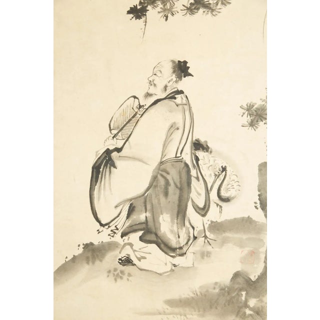 Wood Japanese Edo Six-Panel Haboku Landscapes of Seasons For Sale - Image 7 of 13