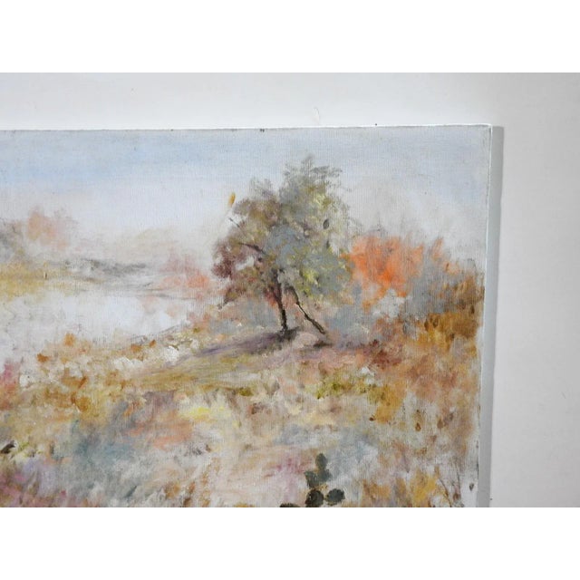 Late 20th Century Late 20th Century Impressionist Misty Landscape Painting For Sale - Image 5 of 7
