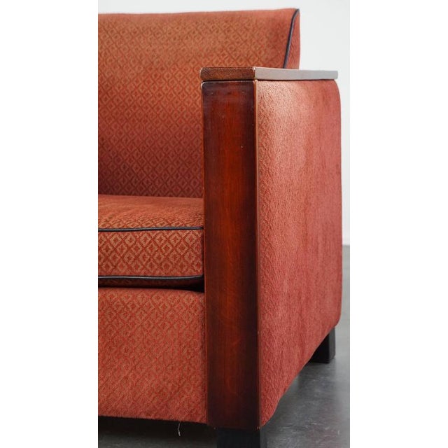 Art Deco Wooden Armchair with Red Upholstery For Sale - Image 9 of 15